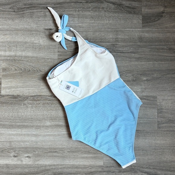 NEW Cupshe blue and white one shoulder one piece swimsuit - Picture 6 of 8